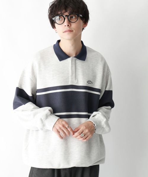 RAGEBLUE（レイジブルー）の「【SIGNAL SPORTS】ブロックライン/ヘビーウェイトコットンスナップポロシャツ（ポロシャツ・メンズ・ホワイト/ブラック・MEDIUM/LARGE）」の22枚目の写真