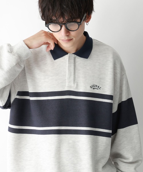 RAGEBLUE（レイジブルー）の「【SIGNAL SPORTS】ブロックライン/ヘビーウェイトコットンスナップポロシャツ（ポロシャツ・メンズ・ホワイト/ブラック・MEDIUM/LARGE）」の19枚目の写真