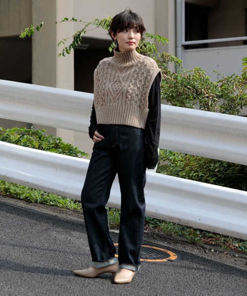 AMERICAN RAG CIE（アメリカンラグシー）の「タートルケーブルニットベスト（ニット/セーター・レディース・チャコールグレー/ベージュ・FREE）」の20枚目の写真