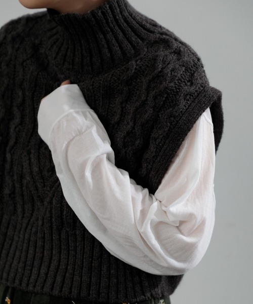 AMERICAN RAG CIE（アメリカンラグシー）の「タートルケーブルニットベスト（ニット/セーター・レディース・チャコールグレー/ベージュ・FREE）」の17枚目の写真