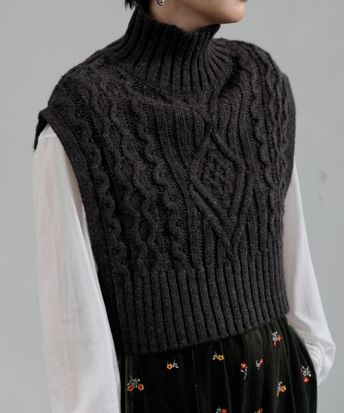 AMERICAN RAG CIE（アメリカンラグシー）の「タートルケーブルニットベスト（ニット/セーター・レディース・チャコールグレー/ベージュ・FREE）」の14枚目の写真