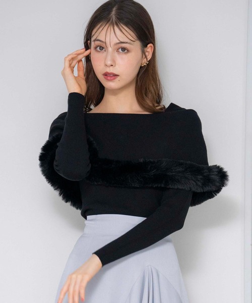 NOELA（ノエラ）の「ファートリムニット（ニット/セーター・レディース・ブラック/オフホワイト/ボルドー/ラベンダー・フリー）」の6枚目の写真