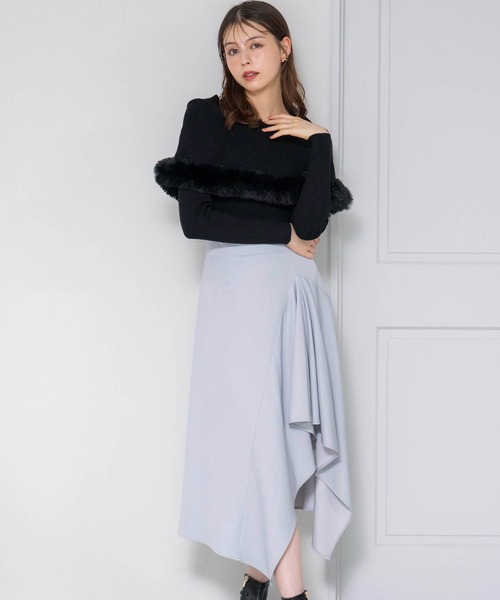 NOELA（ノエラ）の「ファートリムニット（ニット/セーター・レディース・ブラック/オフホワイト/ボルドー/ラベンダー・フリー）」の8枚目の写真