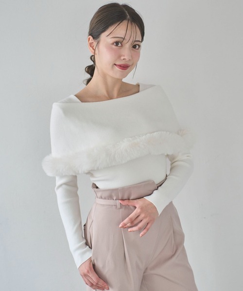 NOELA（ノエラ）の「ファートリムニット（ニット/セーター・レディース・ブラック/オフホワイト/ボルドー/ラベンダー・フリー）」の10枚目の写真