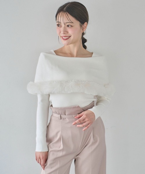 NOELA（ノエラ）の「ファートリムニット（ニット/セーター・レディース・ブラック/オフホワイト/ボルドー/ラベンダー・フリー）」の13枚目の写真