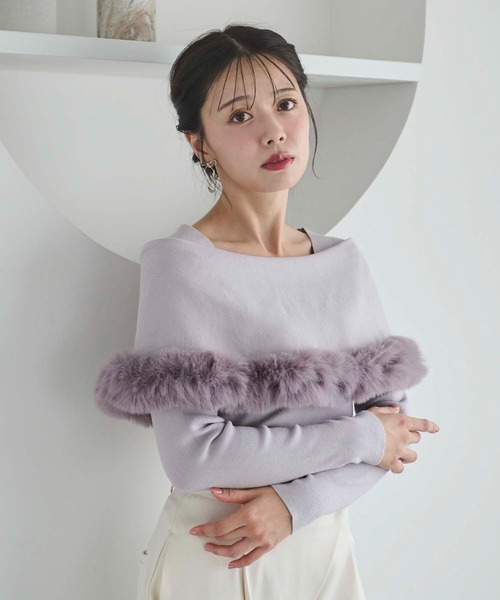 NOELA（ノエラ）の「ファートリムニット（ニット/セーター・レディース・ブラック/オフホワイト/ボルドー/ラベンダー・フリー）」の16枚目の写真