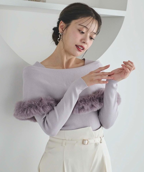 NOELA（ノエラ）の「ファートリムニット（ニット/セーター・レディース・ブラック/オフホワイト/ボルドー/ラベンダー・フリー）」の17枚目の写真