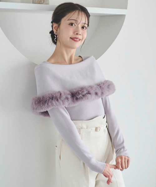 NOELA（ノエラ）の「ファートリムニット（ニット/セーター・レディース・ブラック/オフホワイト/ボルドー/ラベンダー・フリー）」の19枚目の写真