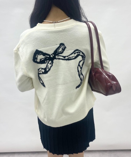 mebole(メボレ)の「ribbonセーターカーディガン(Tシャツ/カットソー・レディース・アイボリー/ブラック/レッド・FREE)」の22枚目の写真