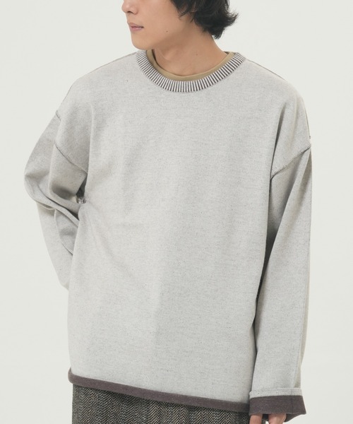 ROUGH TRADE(ラフトレード)の「ダブルフェイスクルーニット(M1)(ニット/セーター・メンズ・アイボリー/グレー/ブラック・X-LARGE/LARGE/MEDIUM)」の2枚目の写真