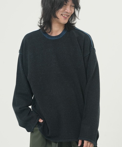 ROUGH TRADE(ラフトレード)の「ダブルフェイスクルーニット(M1)(ニット/セーター・メンズ・アイボリー/グレー/ブラック・X-LARGE/LARGE/MEDIUM)」の1枚目の写真