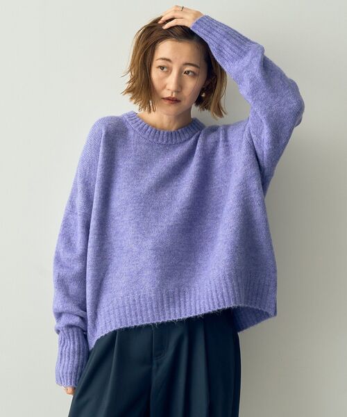 YECCA VECCA（イェッカヴェッカ）の「クルーネックソフトニット（ニット/セーター・レディース・ブラック/杢グレー/パープル/グリーン・FREE）」の8枚目の写真