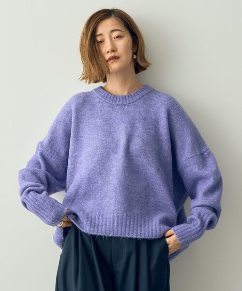 YECCA VECCA（イェッカヴェッカ）の「クルーネックソフトニット（ニット/セーター・レディース・ブラック/杢グレー/パープル/グリーン・FREE）」の9枚目の写真