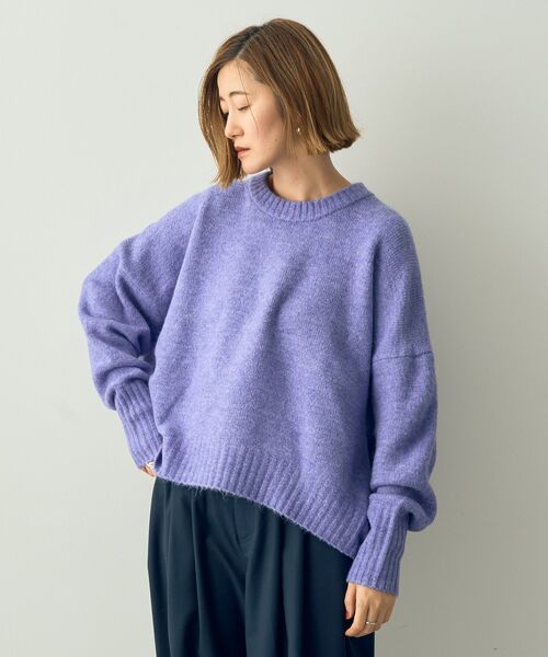 YECCA VECCA（イェッカヴェッカ）の「クルーネックソフトニット（ニット/セーター・レディース・ブラック/杢グレー/パープル/グリーン・FREE）」の10枚目の写真