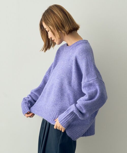 YECCA VECCA（イェッカヴェッカ）の「クルーネックソフトニット（ニット/セーター・レディース・ブラック/杢グレー/パープル/グリーン・FREE）」の11枚目の写真