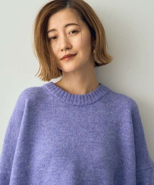 YECCA VECCA（イェッカヴェッカ）の「クルーネックソフトニット（ニット/セーター・レディース・ブラック/杢グレー/パープル/グリーン・FREE）」の14枚目の写真