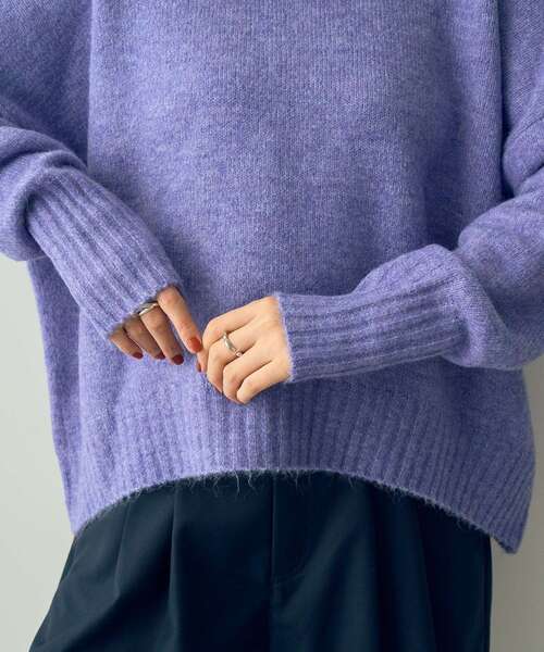 YECCA VECCA（イェッカヴェッカ）の「クルーネックソフトニット（ニット/セーター・レディース・ブラック/杢グレー/パープル/グリーン・FREE）」の16枚目の写真