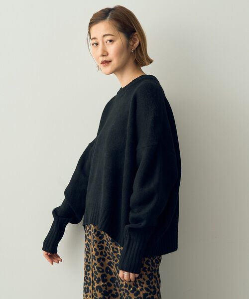 YECCA VECCA（イェッカヴェッカ）の「クルーネックソフトニット（ニット/セーター・レディース・ブラック/杢グレー/パープル/グリーン・FREE）」の22枚目の写真