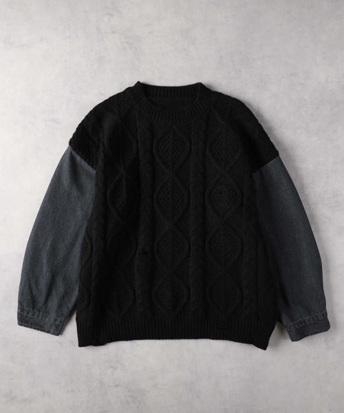 セール】デニムドッキングニット（ニット/セーター）｜Right-on