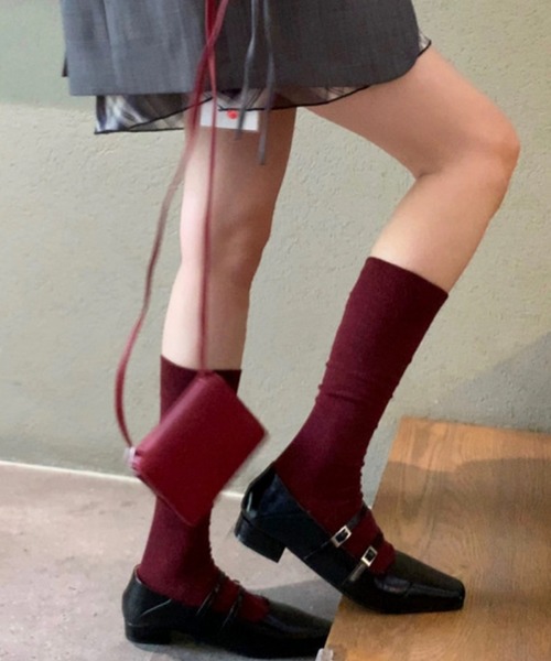 IRADOWL（アイラドール）の「無地ロングソックス（ソックス/靴下・レディース・ベージュ/ライトグレー/レッド/ホワイト/ダークグレー/ブラック・FREE）」の7枚目の写真