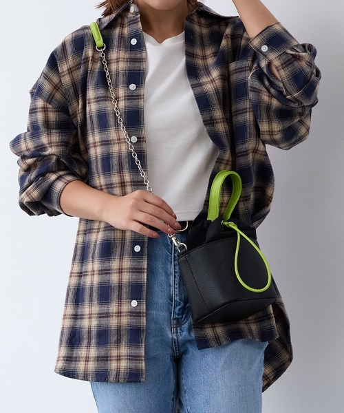 【セール】【TOPKAPI COULEUR】バイカラー 巾着 チェーンショルダー付 ハンドバッグ（エコバッグ/サブバッグ）｜TOPKAPI COULEUR（トプカピクリュ）