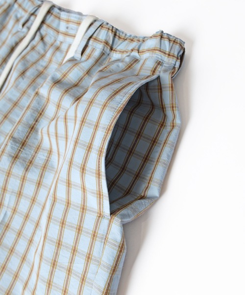 HOLIDAY WASHED CHECK DRAWSTRINGS シャツパンツ