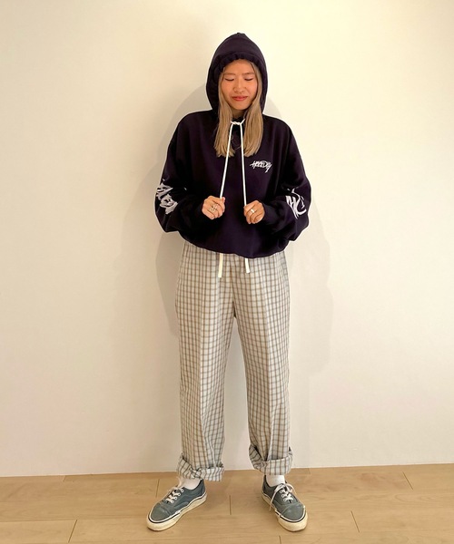 HOLIDAY WASHED CHECK DRAWSTRINGS シャツパンツ