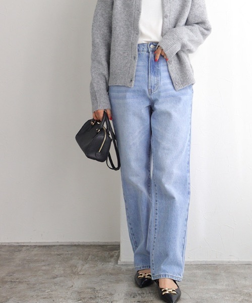 Pierrot(ピエロ)の「ラフストレートコットンデニム(デニムパンツ・レディース・サックスブルー・L/M/S/XS)」の2枚目の写真