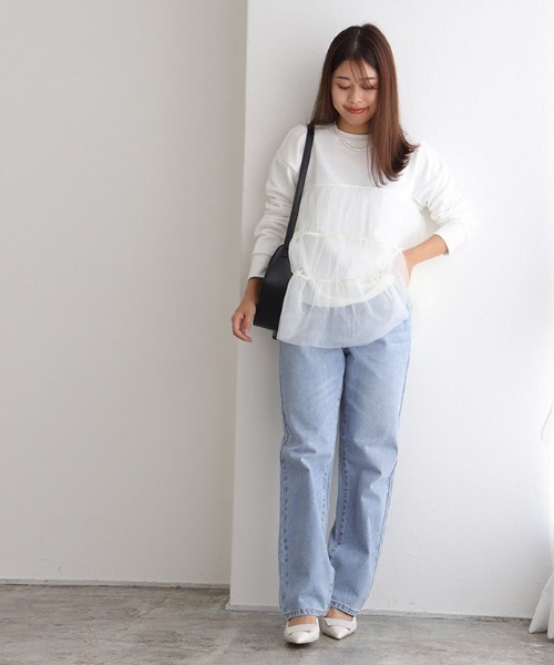 Pierrot(ピエロ)の「ラフストレートコットンデニム(デニムパンツ・レディース・サックスブルー・L/M/S/XS)」の6枚目の写真