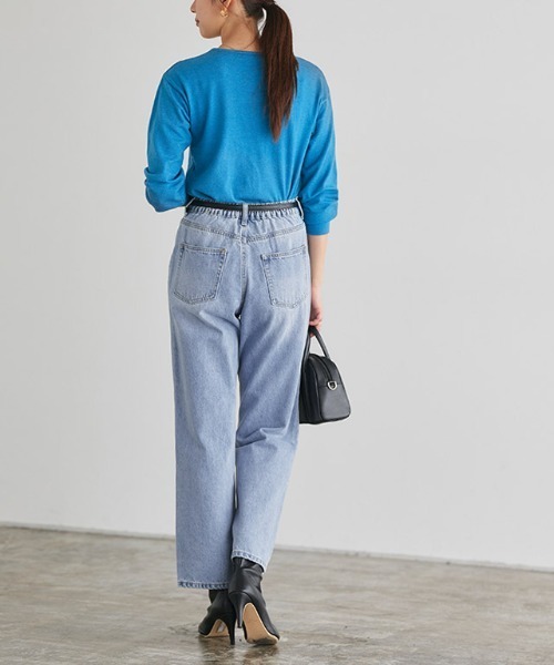 Pierrot(ピエロ)の「ラフストレートコットンデニム(デニムパンツ・レディース・サックスブルー・L/M/S/XS)」の8枚目の写真