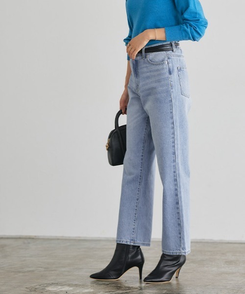 Pierrot(ピエロ)の「ラフストレートコットンデニム(デニムパンツ・レディース・サックスブルー・L/M/S/XS)」の9枚目の写真