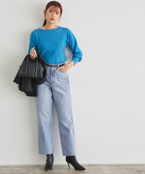Pierrot(ピエロ)の「ラフストレートコットンデニム(デニムパンツ・レディース・サックスブルー・L/M/S/XS)」の10枚目の写真