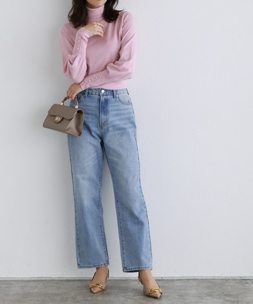 Pierrot(ピエロ)の「ラフストレートコットンデニム(デニムパンツ・レディース・サックスブルー・L/M/S/XS)」の14枚目の写真