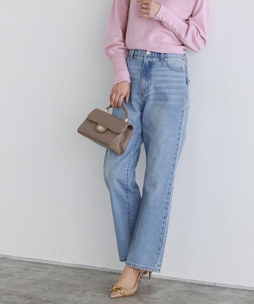 Pierrot(ピエロ)の「ラフストレートコットンデニム(デニムパンツ・レディース・サックスブルー・L/M/S/XS)」の15枚目の写真