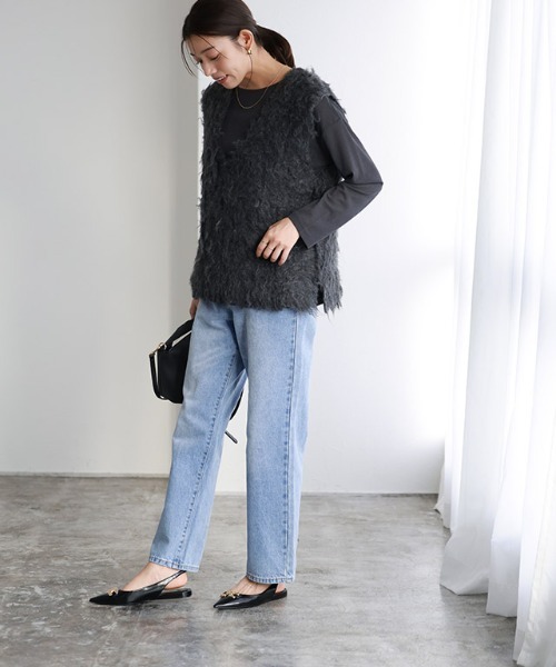 Pierrot(ピエロ)の「ラフストレートコットンデニム(デニムパンツ・レディース・サックスブルー・L/M/S/XS)」の17枚目の写真