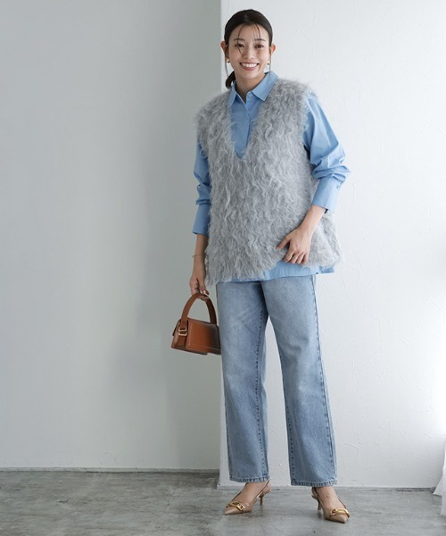 Pierrot(ピエロ)の「ラフストレートコットンデニム(デニムパンツ・レディース・サックスブルー・L/M/S/XS)」の18枚目の写真