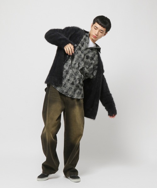 3.3 Field Trip （3.3フィールドトリップ）の「3.3 Field Trip／フェザーVネックカーデ（カーディガン/ボレロ・メンズ・チャコール/ブラック・FREE）」の3枚目の写真