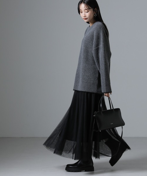 NANO universe（ナノユニバース）の「ポケットディティール片畔ニットプルオーバー（ニット/セーター・レディース・ライトグレー/アイボリー/チャコール・FREE）」の6枚目の写真