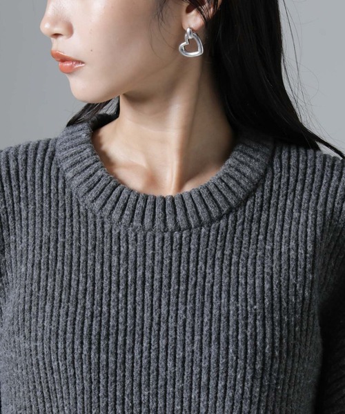 NANO universe（ナノユニバース）の「ポケットディティール片畔ニットプルオーバー（ニット/セーター・レディース・ライトグレー/アイボリー/チャコール・FREE）」の11枚目の写真