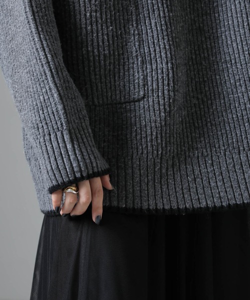 NANO universe（ナノユニバース）の「ポケットディティール片畔ニットプルオーバー（ニット/セーター・レディース・ライトグレー/アイボリー/チャコール・FREE）」の14枚目の写真