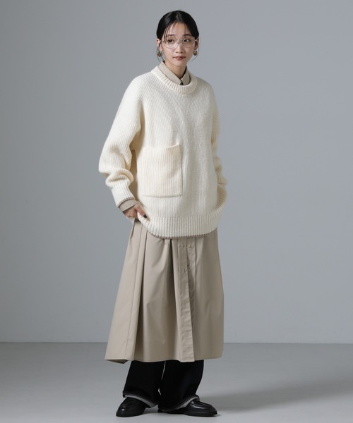 NANO universe（ナノユニバース）の「ポケットディティール片畔ニットプルオーバー（ニット/セーター・レディース・ライトグレー/アイボリー/チャコール・FREE）」の20枚目の写真