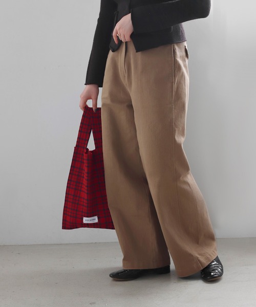 ANEMONE（アネモネ）の「チェック柄ニットバッグ（トートバッグ・レディース・ブラック/ブルー/イエロー/グリーン/レッド・FREE）」の5枚目の写真