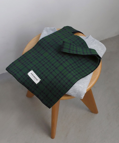 ANEMONE（アネモネ）の「チェック柄ニットバッグ（トートバッグ・レディース・ブラック/ブルー/イエロー/グリーン/レッド・FREE）」の2枚目の写真