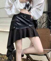 切り替えミニスカート インナーパンツ付