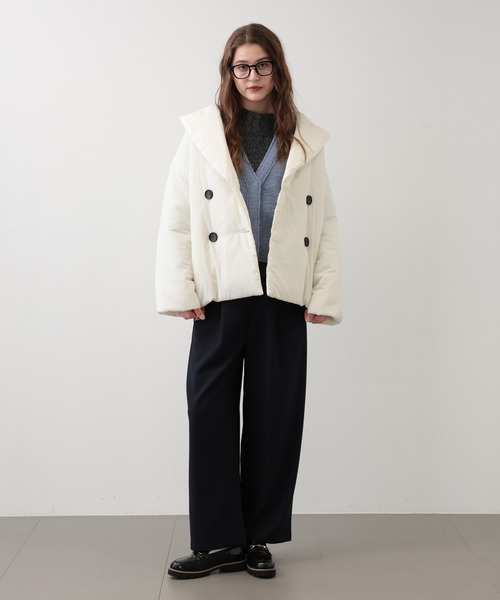 saloon（サルーン）の「SALOON(サルーン)/ナイロン中綿ジャケット（ダウンジャケット/コート・レディース・ブラック/オフホワイト・FREE）」の3枚目の写真