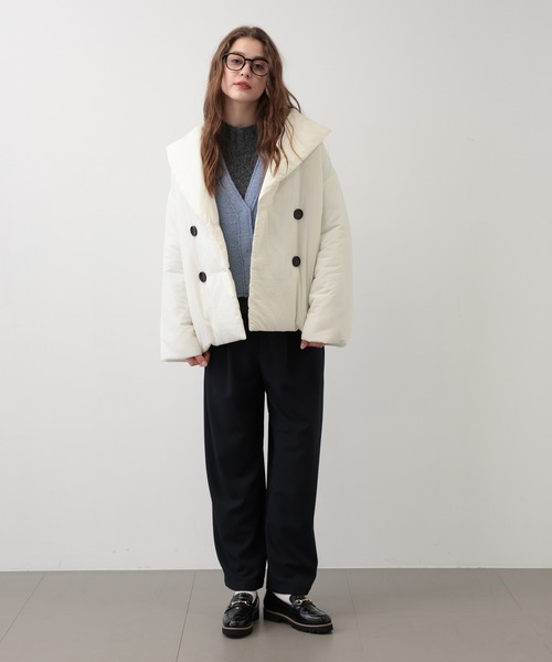 saloon（サルーン）の「SALOON(サルーン)/ナイロン中綿ジャケット（ダウンジャケット/コート・レディース・ブラック/オフホワイト・FREE）」の4枚目の写真