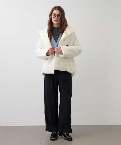 saloon（サルーン）の「SALOON(サルーン)/ナイロン中綿ジャケット（ダウンジャケット/コート・レディース・ブラック/オフホワイト・FREE）」の12枚目の写真