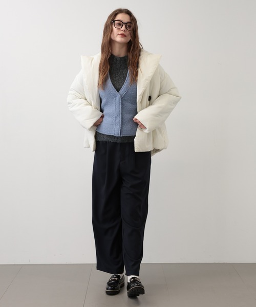 saloon（サルーン）の「SALOON(サルーン)/ナイロン中綿ジャケット（ダウンジャケット/コート・レディース・ブラック/オフホワイト・FREE）」の6枚目の写真