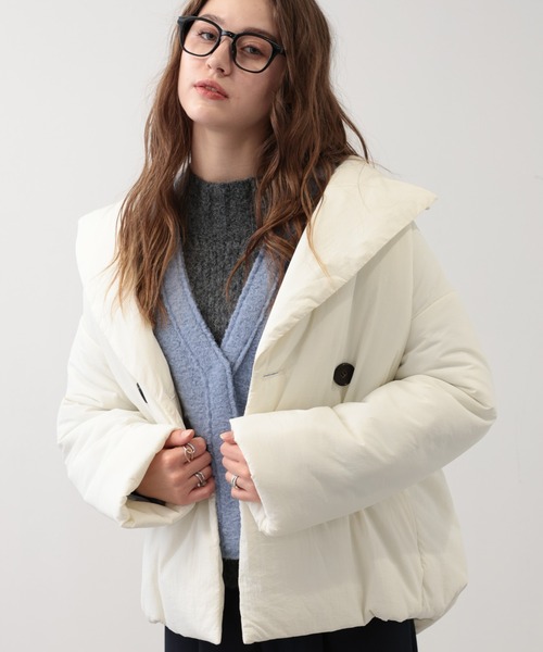 saloon（サルーン）の「SALOON(サルーン)/ナイロン中綿ジャケット（ダウンジャケット/コート・レディース・ブラック/オフホワイト・FREE）」の5枚目の写真