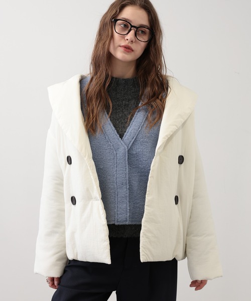 saloon（サルーン）の「SALOON(サルーン)/ナイロン中綿ジャケット（ダウンジャケット/コート・レディース・ブラック/オフホワイト・FREE）」の9枚目の写真